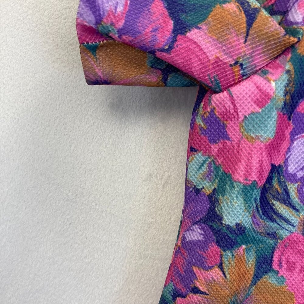 Pablo Collection Button Up Floral Blazer Jacket 8P Petite 8 Colorful 1/2 Sleeve - Picture 6 of 11